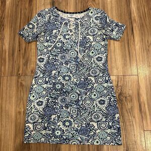 HiHo Heritage Print Rope Tie Cotton/Spandex Dress Size Small Nautical Coastal